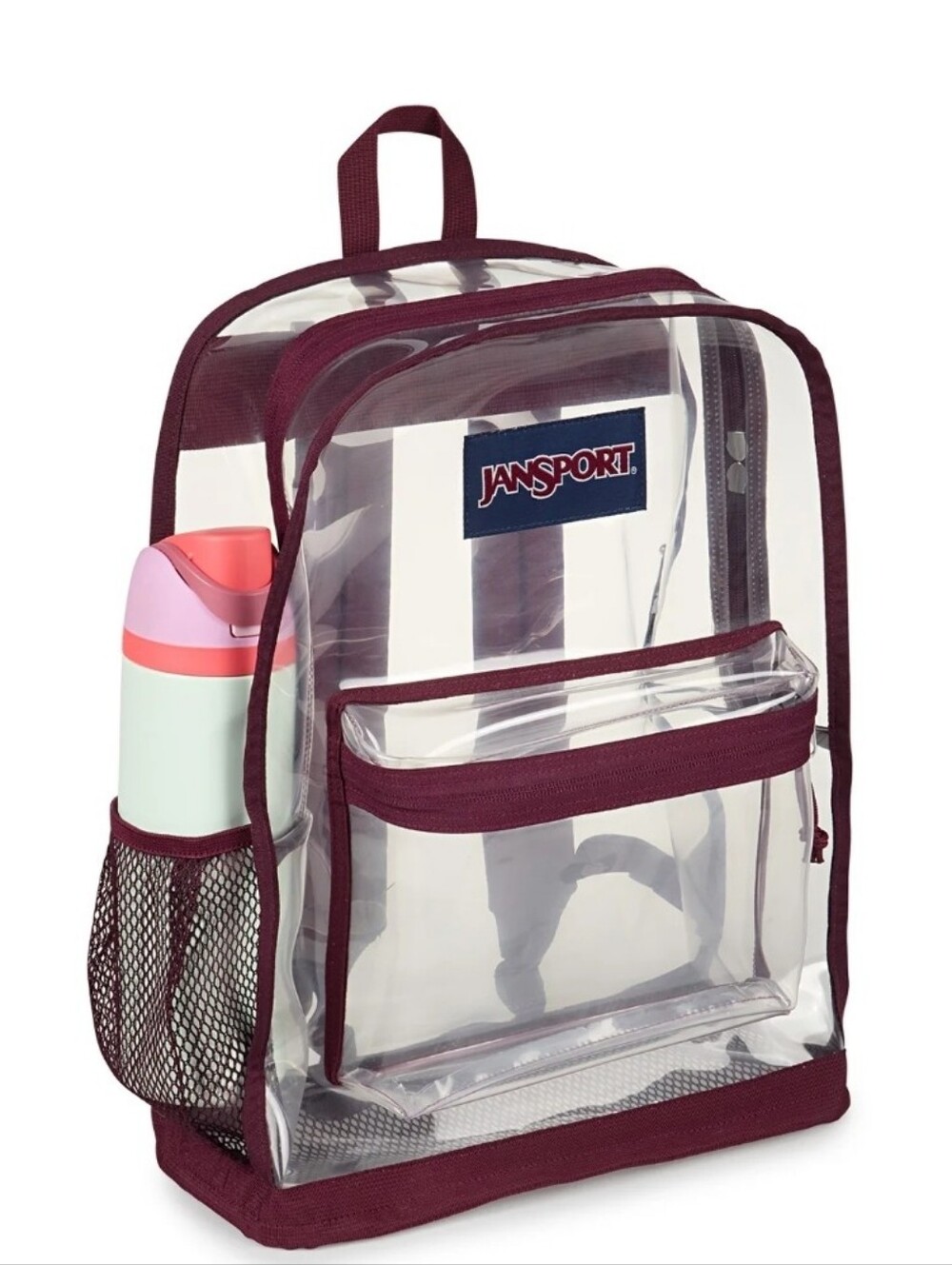 Jansport Transparent Clear Cherry Red Backpack NEW - Picture 2 of 7
